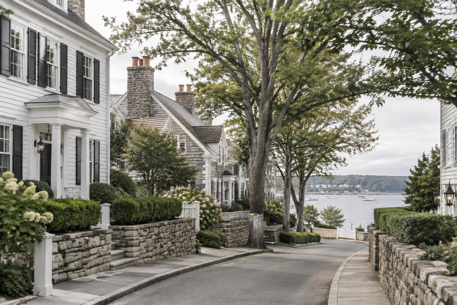 Illustrative Connecticut coastal neighborhood, not a current listing